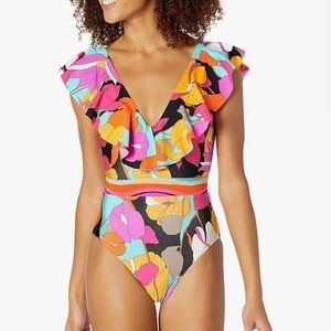 Trina Turk Women's Standard Gemini Ruffle One Piece size 10